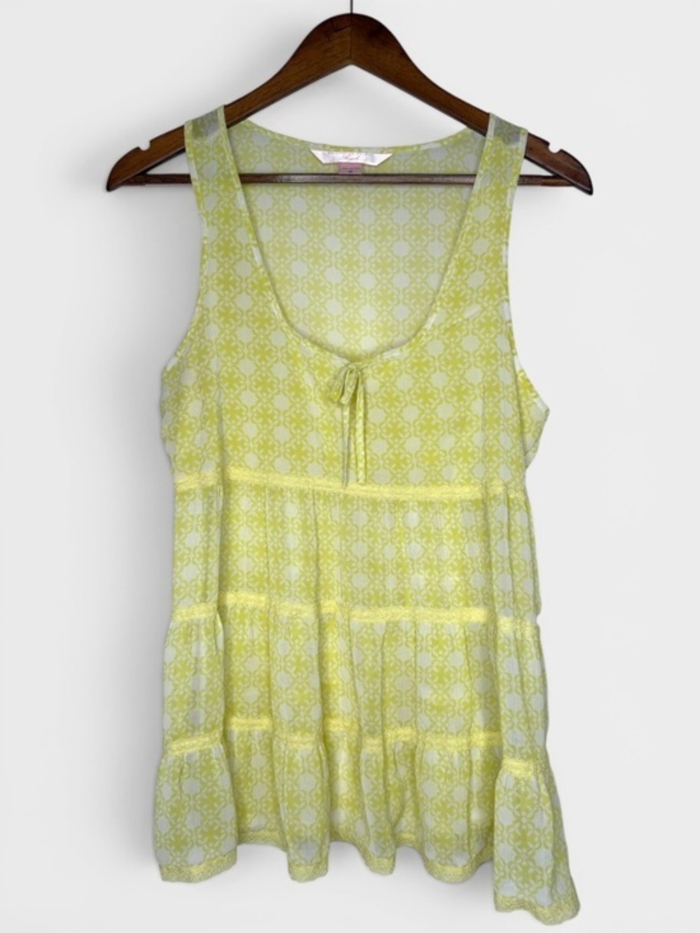 RARE Victoria Secret Angels Vintage Light Yellow Tiered Mini Dress Medium